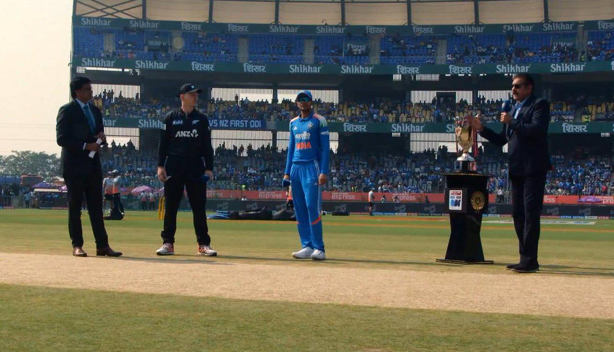 Shubman Gill leading India in the field during toss win