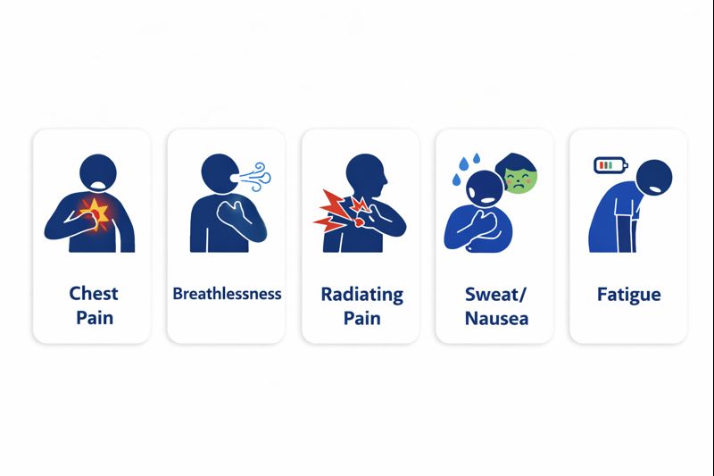 Person clutching chest in pain as a common heart attack symptom