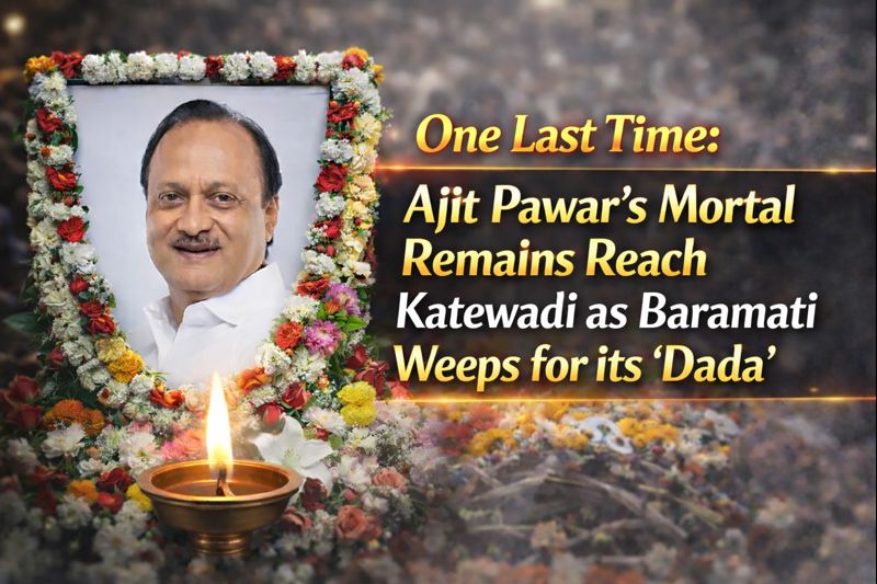 One Last Time: Ajit Pawar’s Mortal Remains Reach Katewadi as Baramati Weeps for its 'Dada'