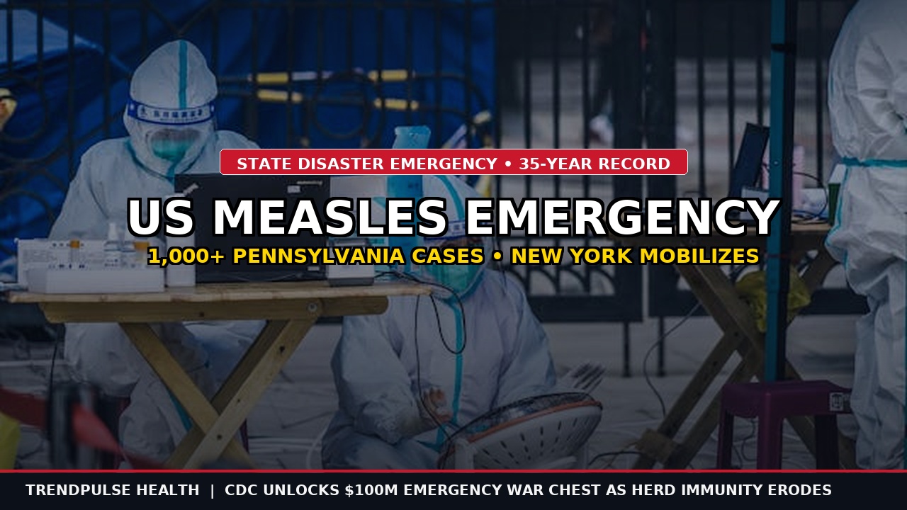 Epidemiological Firewall Collapses: US Measles Crisis Hits 35-Year High as Pennsylvania Cases Top 1,000 and New York Declares State Disaster Emergency